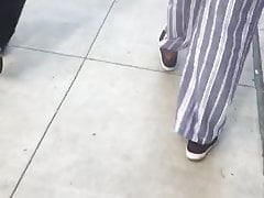 Bbw booty granny in stripped pants