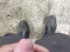 Nylon socks and Boots masturbation