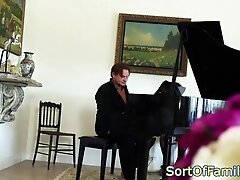 Black stepteen pussypounded by the piano
