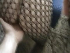 Russian wife in fishnet fucking