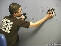 White guy sucking off black cocks at gloryhole
