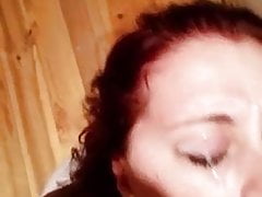 Hot wife saggy tits facial