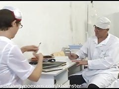 a plumpy busty Russian babe on a gyno exam gets humiliated