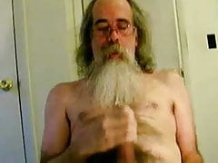 Hairy bearded silver daddy bear cumming hard