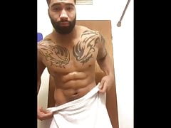 Str8 black power bulge under the towel